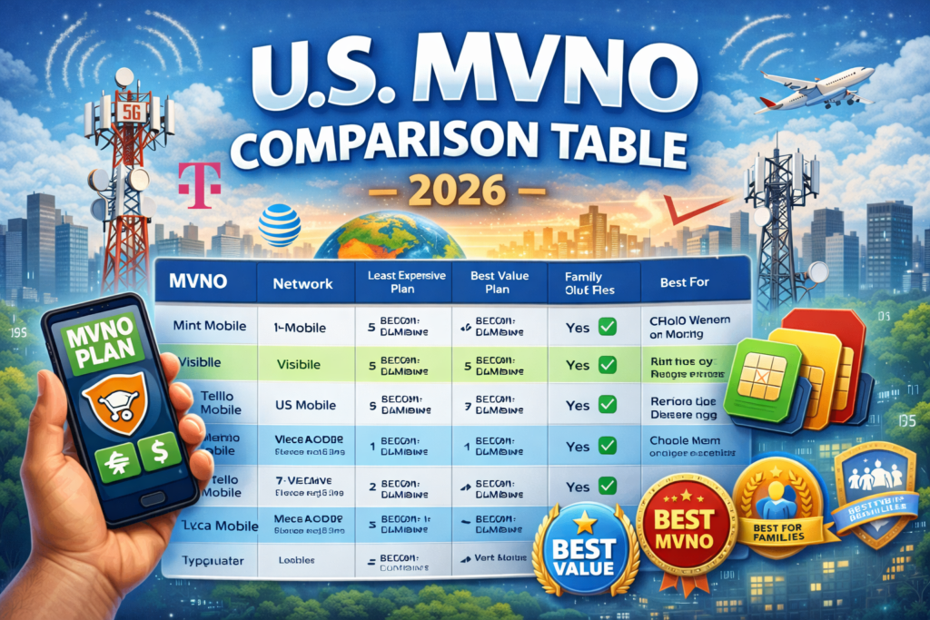 U.S. MVNO Comparison Table (2026) - Find My Phone Plan
